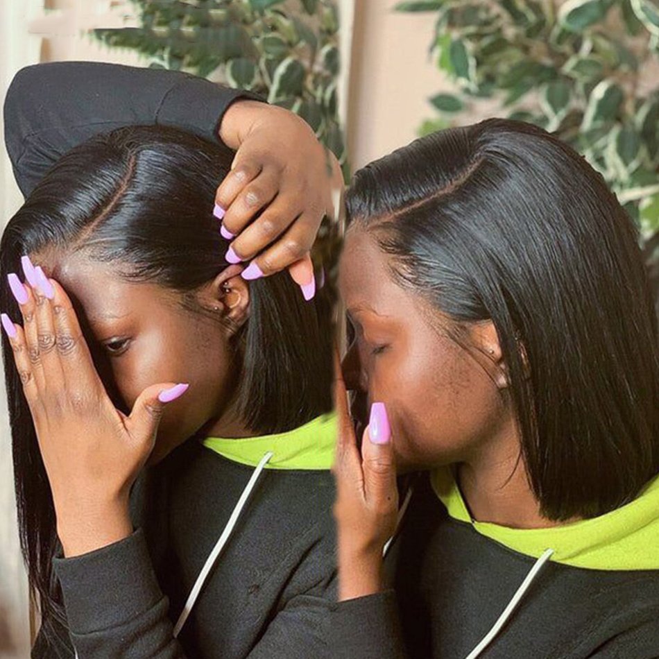 On Sale Clearance 4x4 13x4 Transparent Lace Frontal Wigs Bone Straight Bob Wig Lace Front Human Hair Wigs For Women
