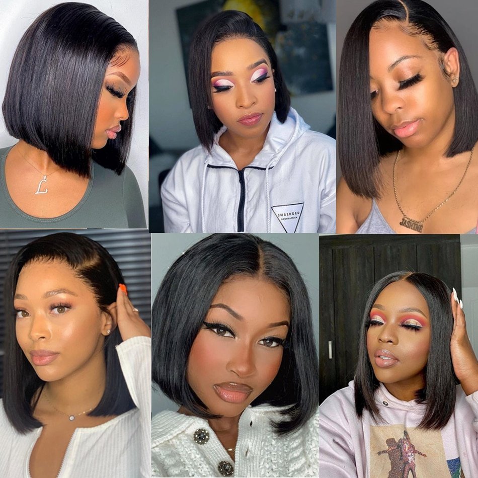 On Sale Clearance 4x4 13x4 Transparent Lace Frontal Wigs Bone Straight Bob Wig Lace Front Human Hair Wigs For Women