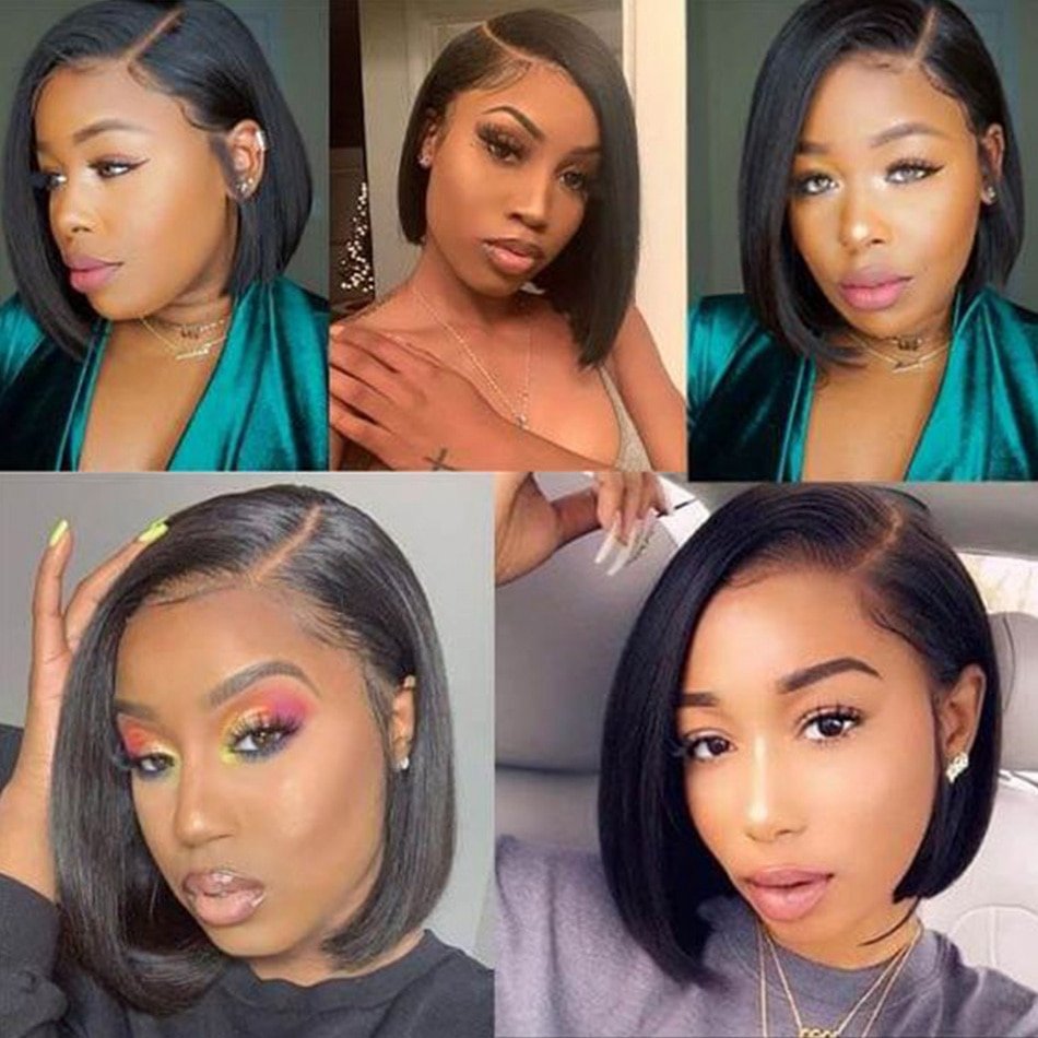 On Sale Clearance 4x4 13x4 Transparent Lace Frontal Wigs Bone Straight Bob Wig Lace Front Human Hair Wigs For Women