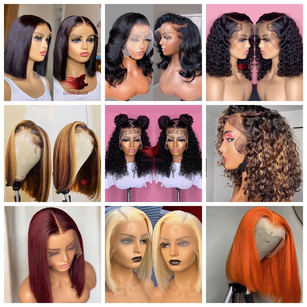 On Sale Clearance 4x4 13x4 Transparent Lace Frontal Wigs Bone Straight Bob Wig Lace Front Human Hair Wigs For Women