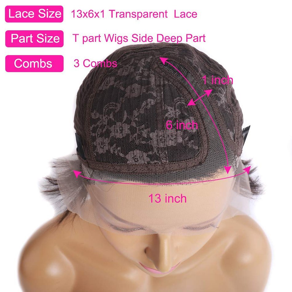 Short Pixie Cut Lace Human Hair Pre Plucked Side Part Bob Wig Peruvian Straight Human Hair Wigs for Women Natural Pixie Wig