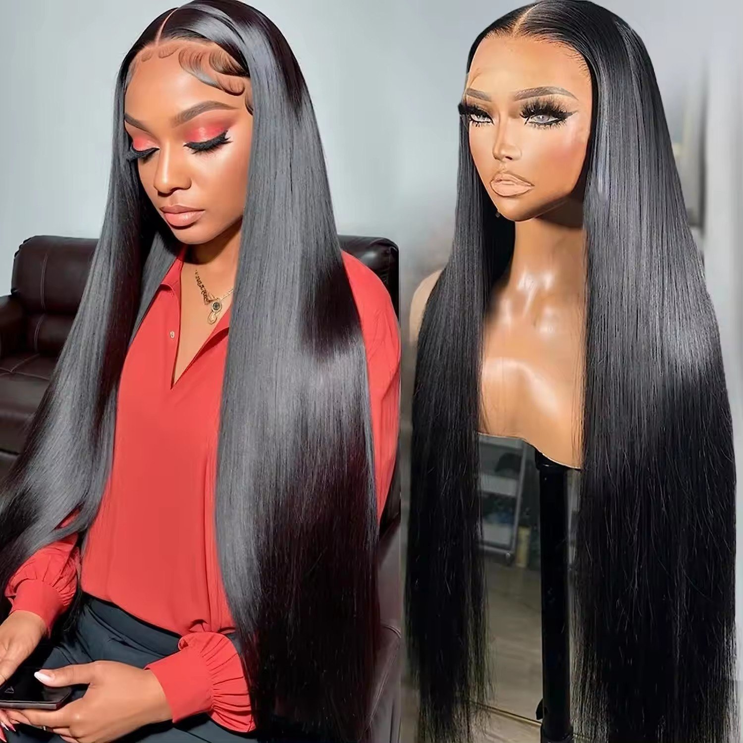 13x4 Glueless Human Hair Wigs Wholesale Bone Straight Peruvian Double Drawn Wigs Hd Lace Frontal Wig For Black Women