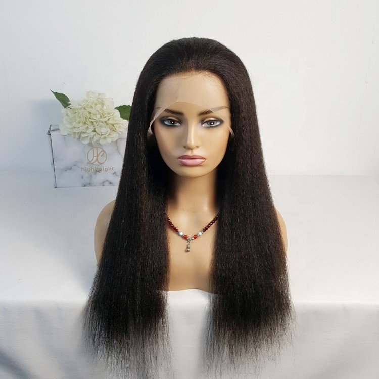 Highknight 100% Brazilian Virgin Human Hair Yaki Straight 13*4 Lace Front Wigs For Black Women
