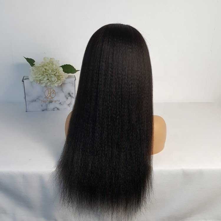 Highknight 100% Brazilian Virgin Human Hair Yaki Straight 13*4 Lace Front Wigs For Black Women