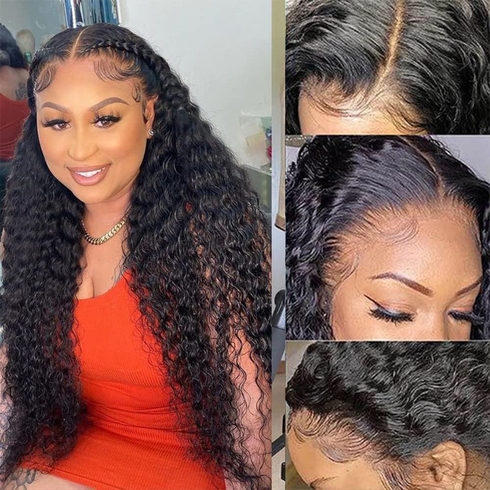 HD Lace Frontal Wig Human Hair Lace Front Brazilian Virgin Hair Deep Water Kinky Curly Vendor Full Lace 1 Piece Long Transparent