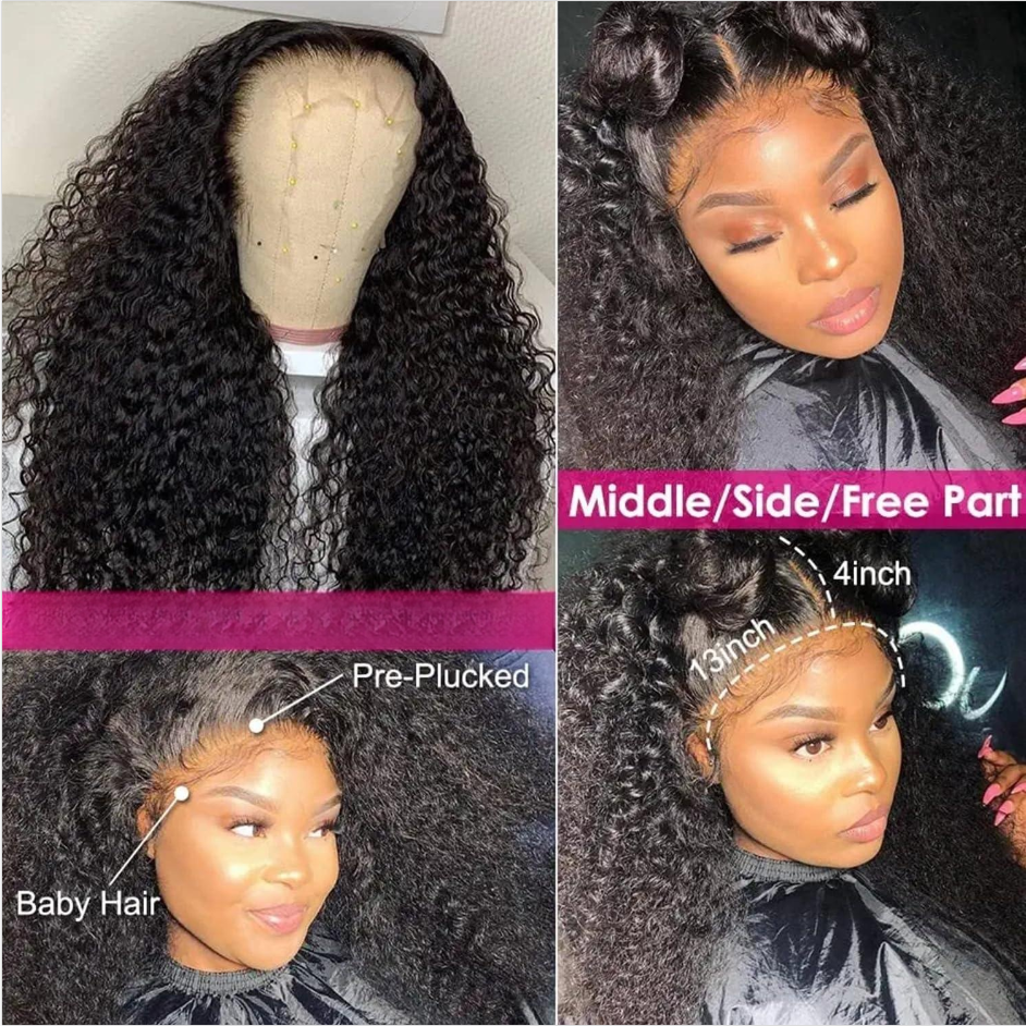 HD Lace Frontal Wig Human Hair Lace Front Brazilian Virgin Hair Deep Water Kinky Curly Vendor Full Lace 1 Piece Long Transparent