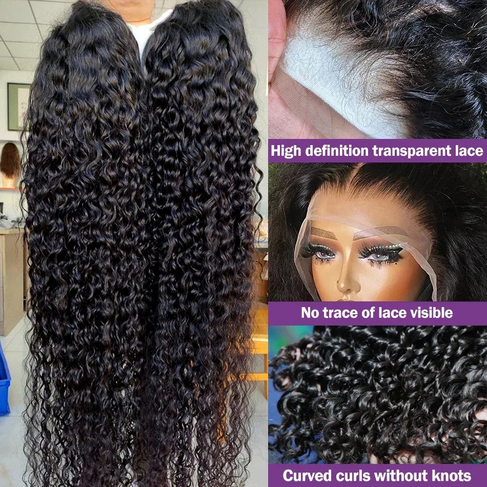 250 Density Burmese Deep Wave 13x4 Lace Frontal Natural Human Hair Wig Raw Vietnamese Kinky Curly Glueless Wigs 100% Human Hair
