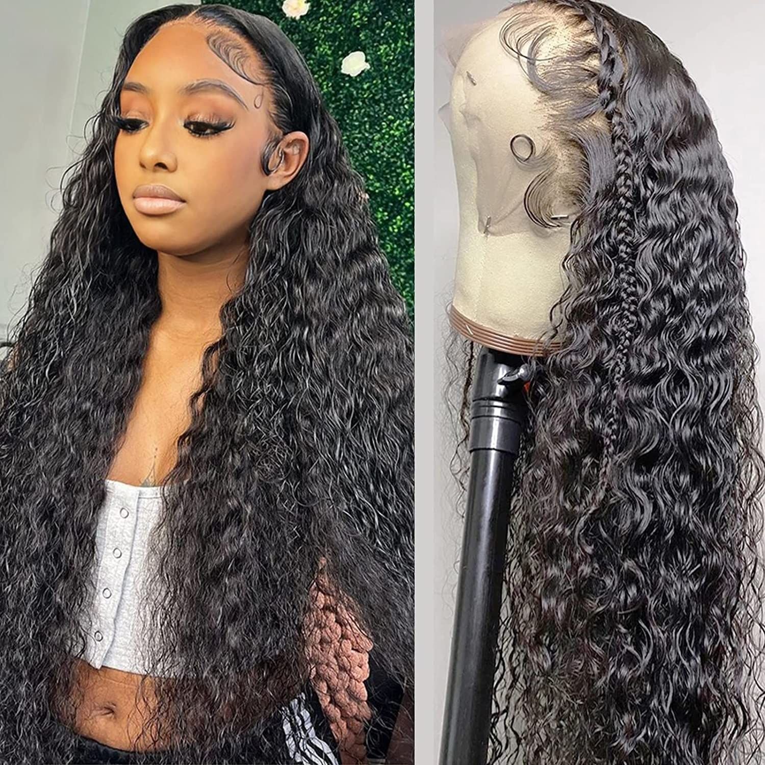 XBL Human Hair Wigs Brazilian Raw Virgin Human Hair Lace Front Wigs Transparent Lace 250% Density Water Wave Lace Front Wigs