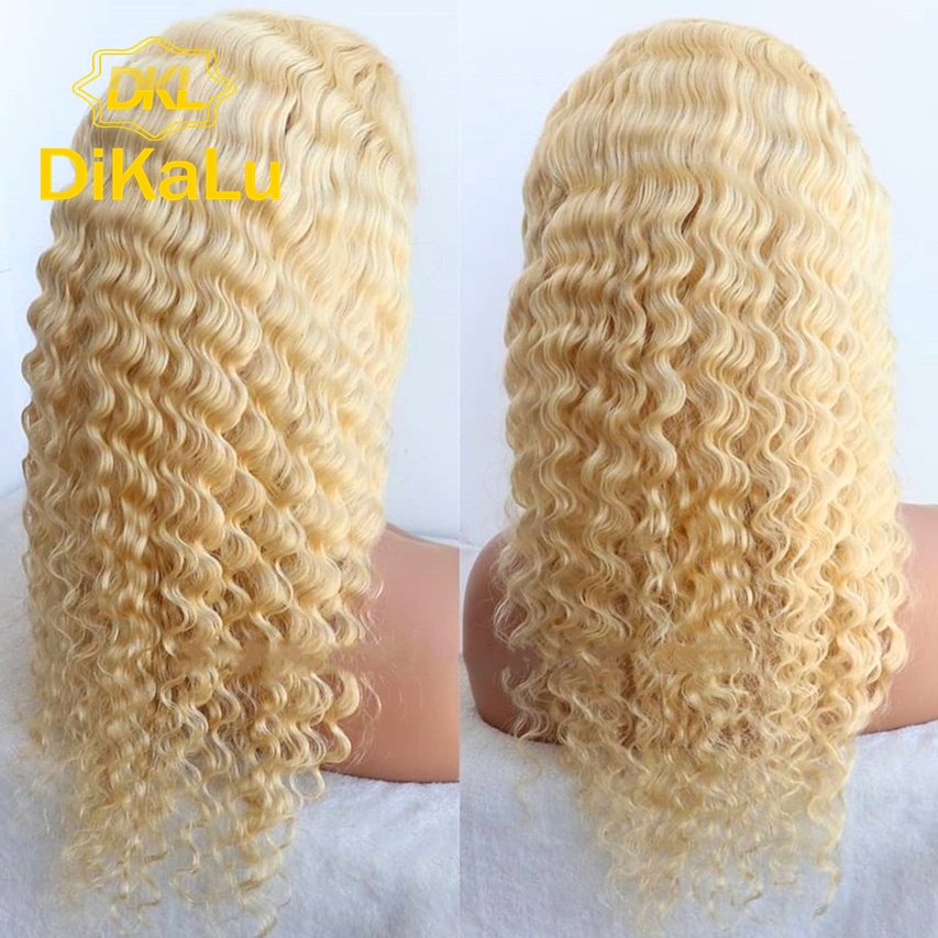 250% HD 30 40 Inch 613 Honey Blonde Deep Wave Full 13x6 Lace Frontal Wigs Transparent 13x4 Lace Frontal Human Hair Wig For Woman