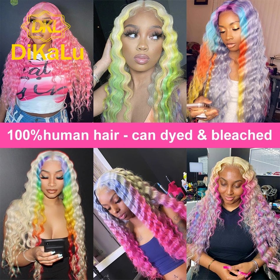 250% HD 30 40 Inch 613 Honey Blonde Deep Wave Full 13x6 Lace Frontal Wigs Transparent 13x4 Lace Frontal Human Hair Wig For Woman