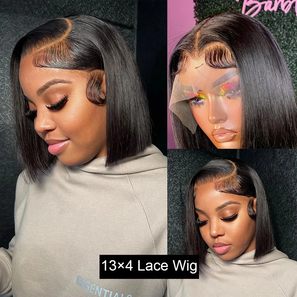Raw Vietnamese Human Hair Short Bob Wigs Bone Straight Human Hair Swiss Lace Front Wig Pixie Cut Human Hair Wigs For Black Women