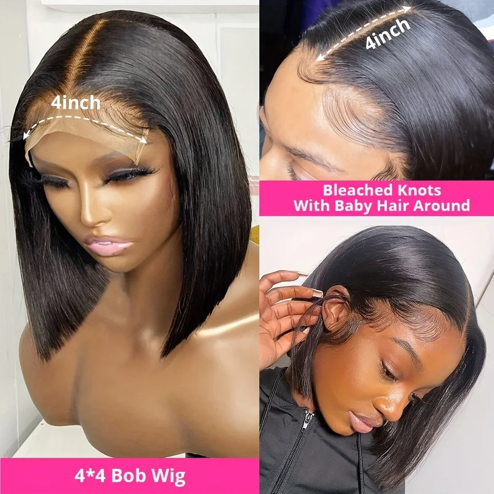 Raw Vietnamese Human Hair Short Bob Wigs Bone Straight Human Hair Swiss Lace Front Wig Pixie Cut Human Hair Wigs For Black Women