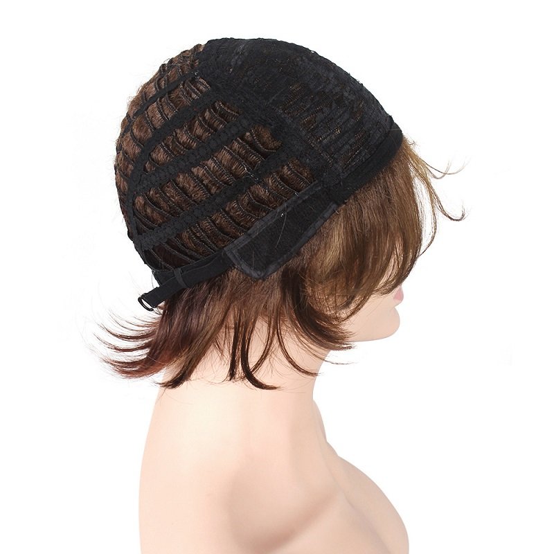 Popular Women Mixed Color Gradient Short Fluffy Human Hair Wigs Synthetic Hair Wigs for Beauty