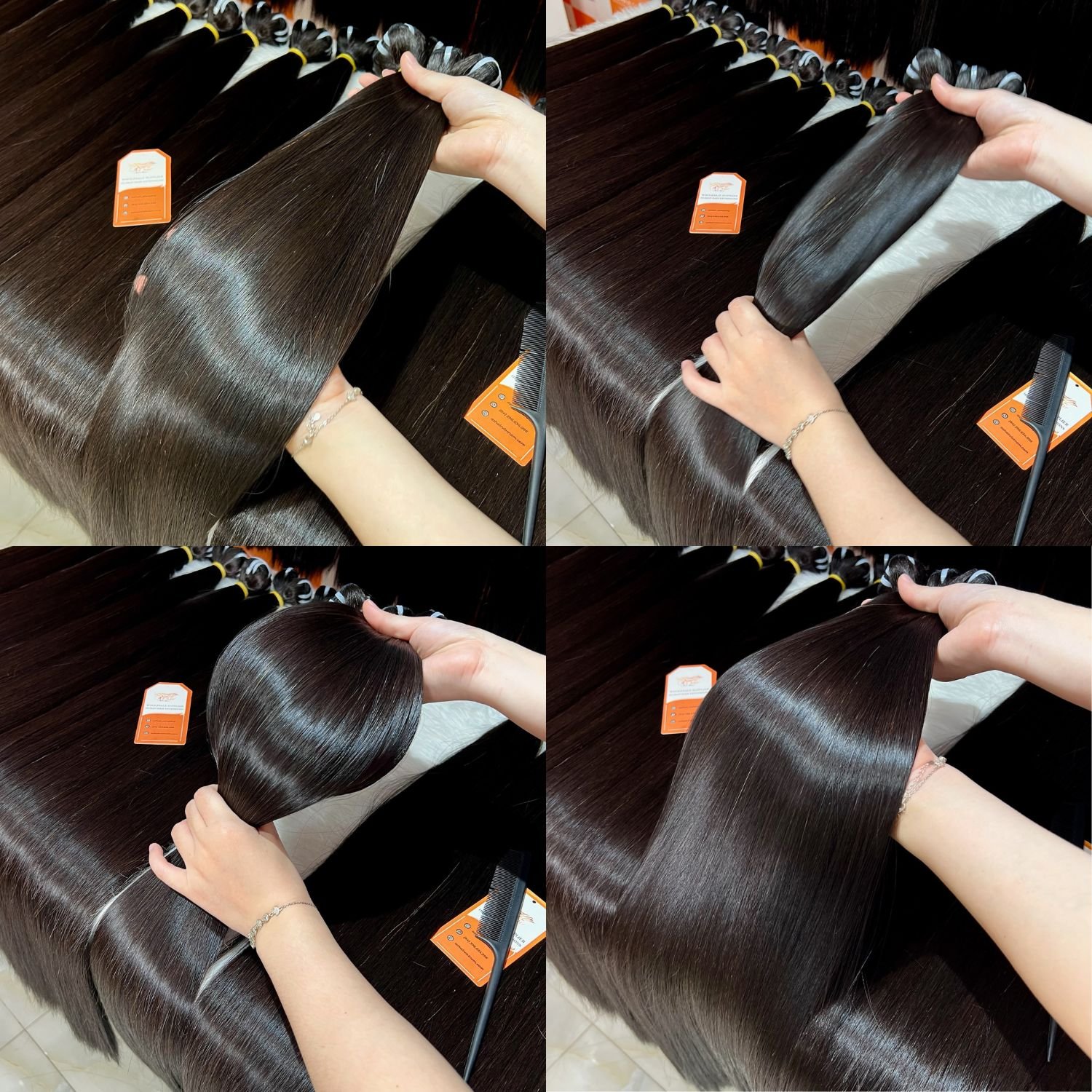 Ready For Shipping Weft Hair Extensions Wholesale Price 100% Raw Human Hair Vietnamese Natural Black Color Bone Straight