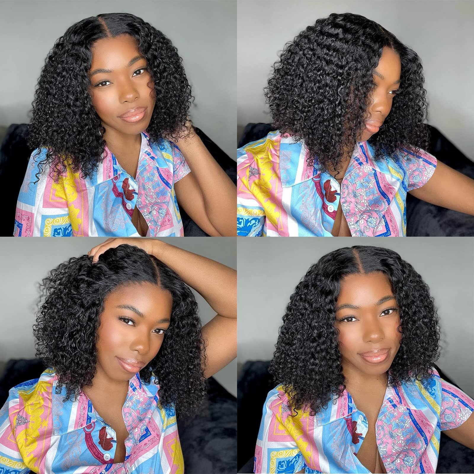 Wholesale Highlight 13x4 Lace Frontal Human Hair Wigs Jerry Curly Short Curly Human Hair Wigs For Women