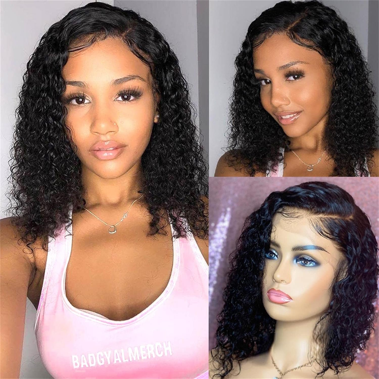 Wholesale Highlight 13x4 Lace Frontal Human Hair Wigs Jerry Curly Short Curly Human Hair Wigs For Women