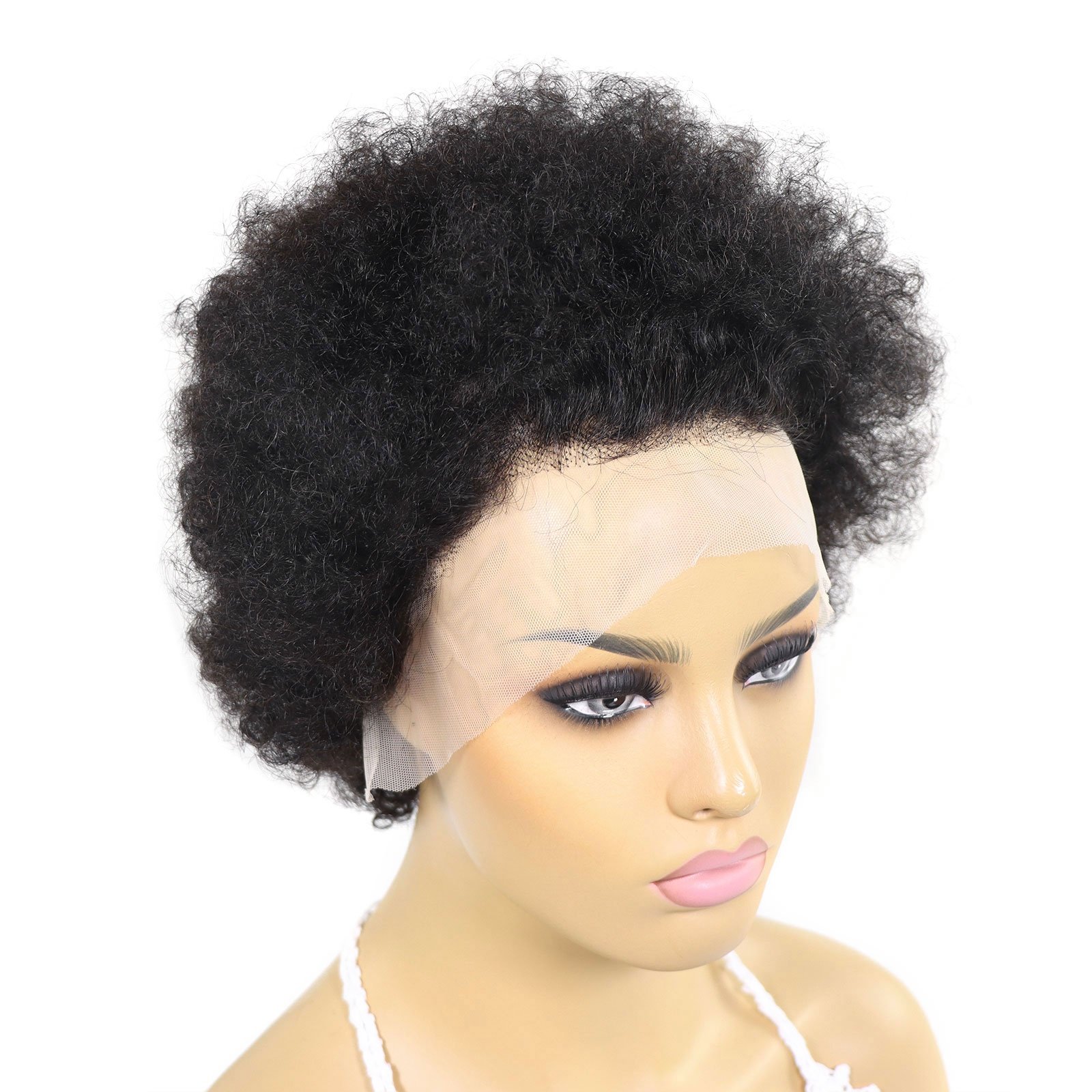 Short Afro Kinky Curly Human Hair Wig for Black Women 13x4 Lace Front Wigs Natural Hairline