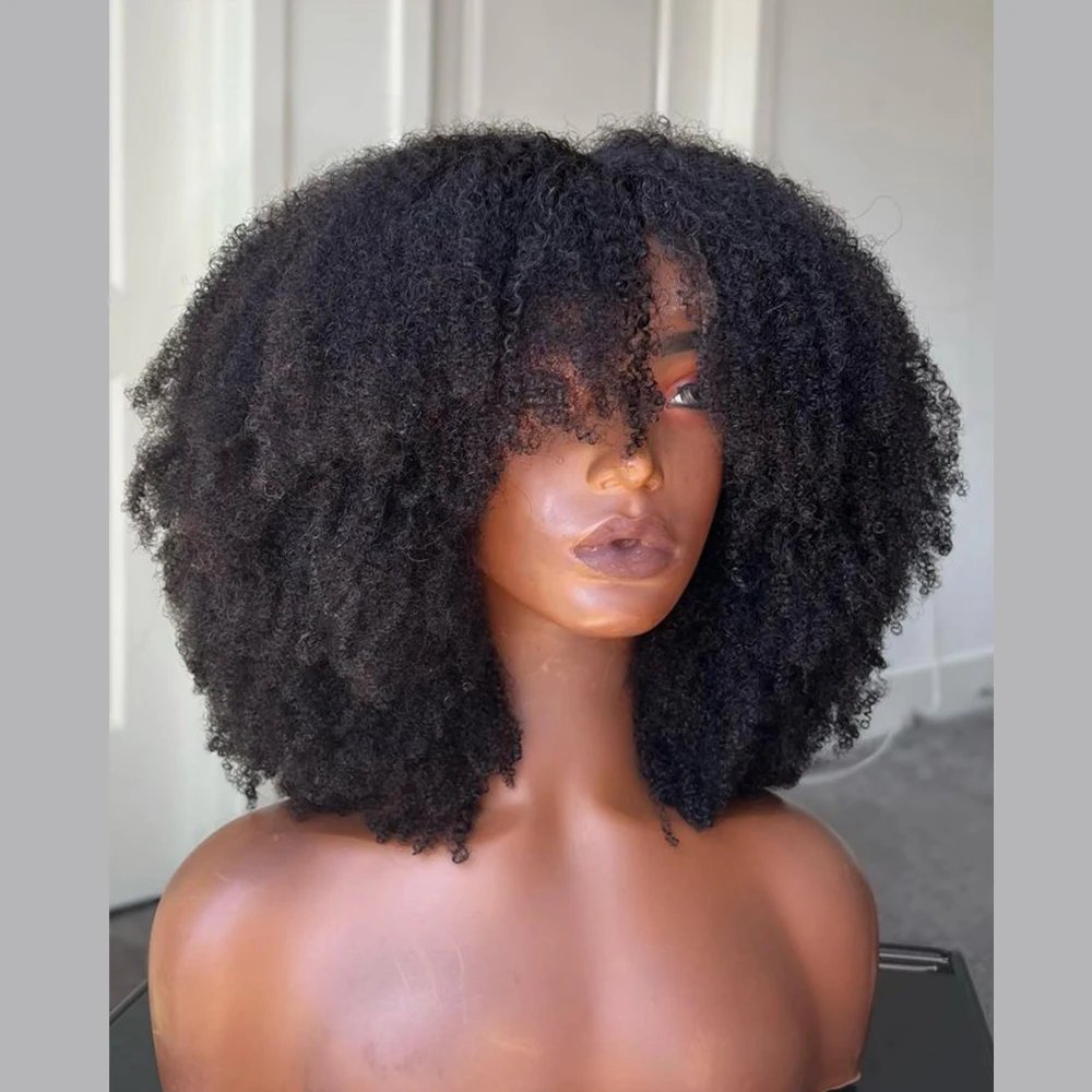 Short Curly 4c Afro Kinky Curly Human Hair Wig Afro Kinky Curly With 4c Texture Hairline Glueless Cheap