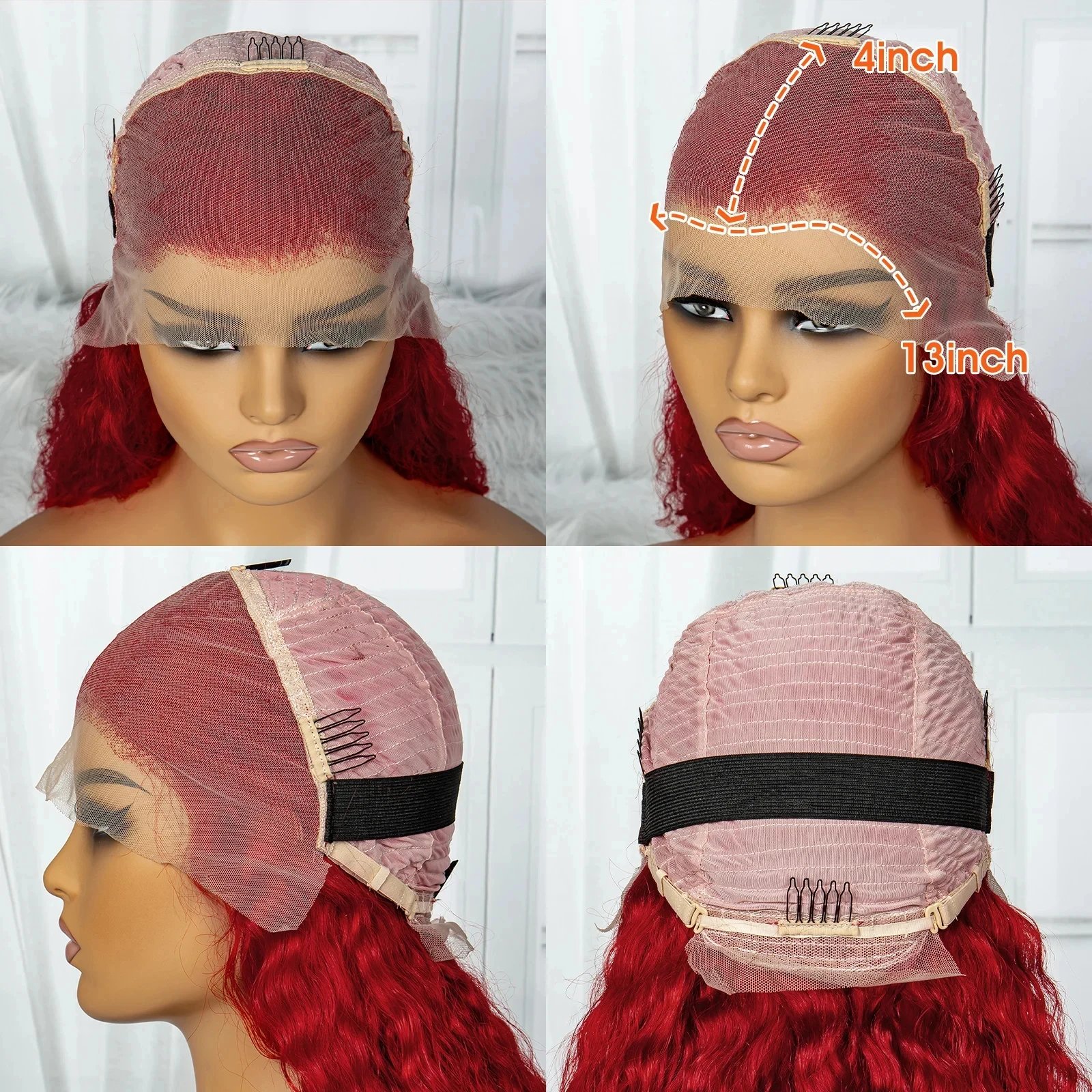 350# Ginger Orange 250% Density Water Curly Human Hair Wig 13x4 Lace Frontal Water Wave Remy Brazilian Hair for Black Women