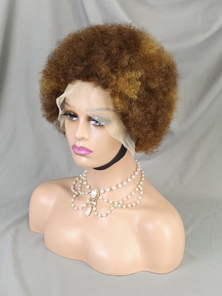 Fluffy Afro Kinky Curly Human Hair Wigs For Black Women Natural Short Bob Wig 13x4 Frontal 99j Burgundy Colored Lace Front Wigs