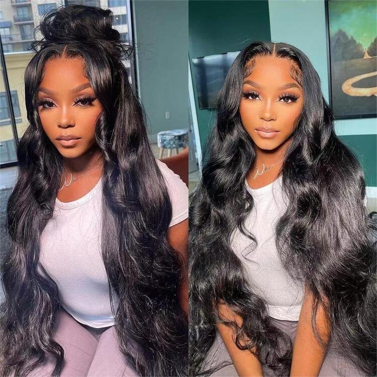 40 Inches Natural Black Color Wig Factory Low Price Lace Front Wigs 100% Brazilian Human Hair Wig Black Friday Wholesale
