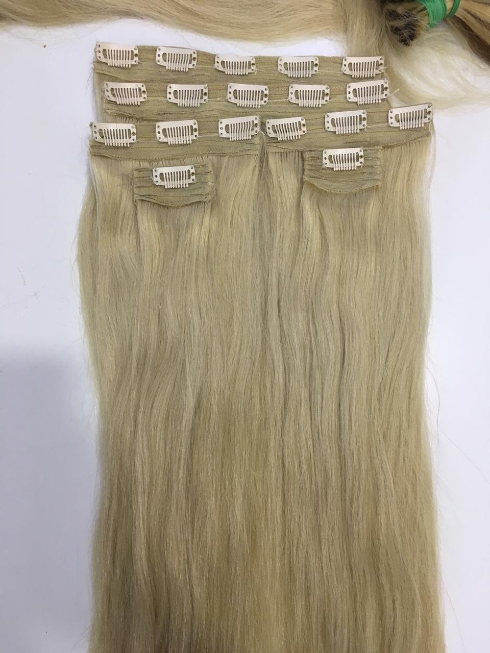 Clip-in 100% Human Hair Extensions with Cuticle Wholesale Factory Double Drawn Real Raw Virgin Natural Remy