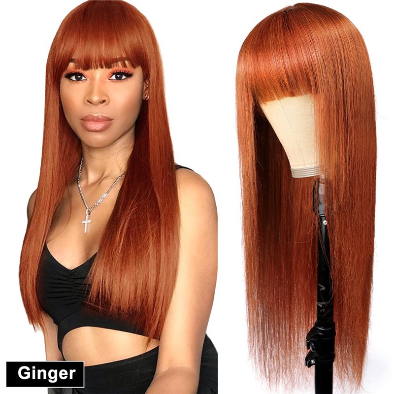 Hot Selling Highlight Glueless Wigs 100% Raw Vietnamese Hair Vendors Body Wave Human Hair Wig With Bangs for Black Women