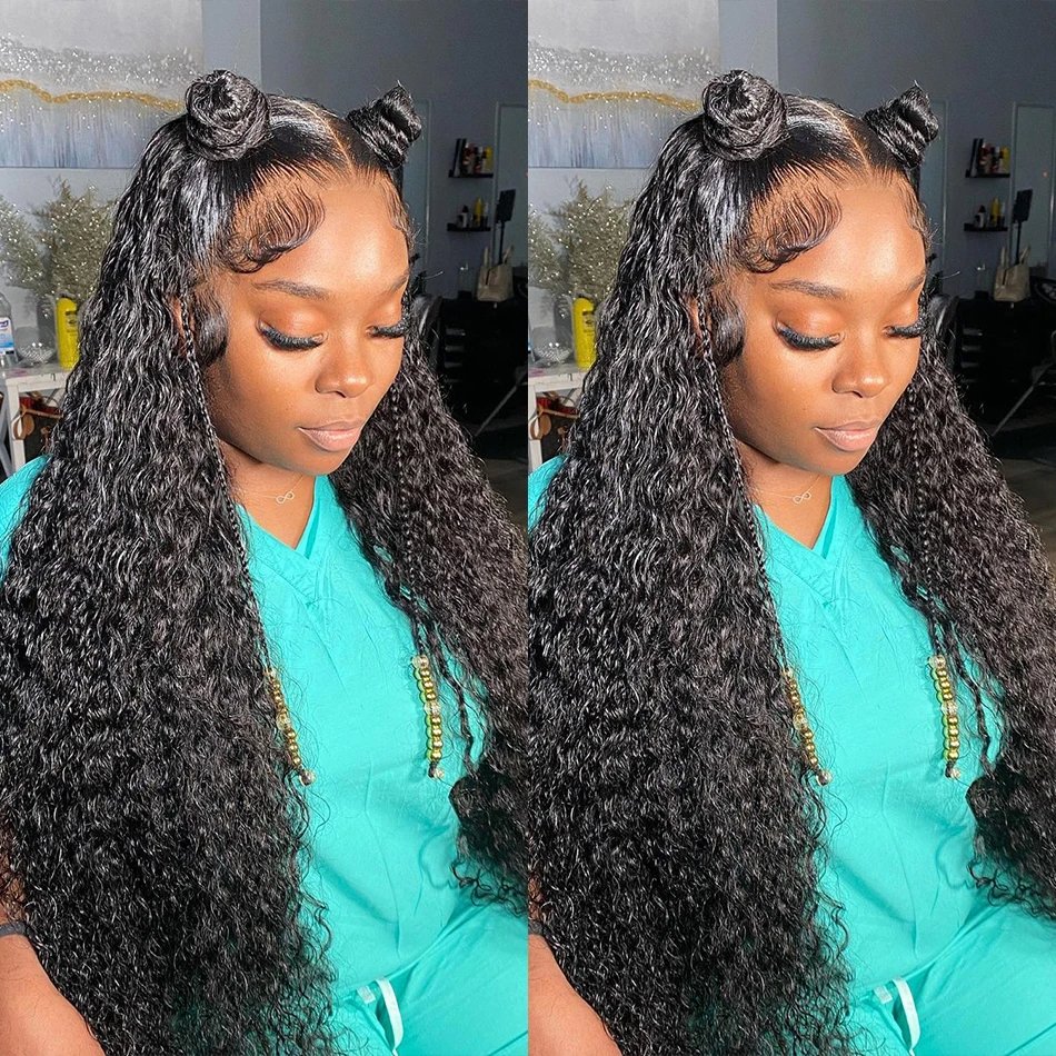 13*4 transparent lace frontal wig 250% density water wave brazilian curly human hair wigs pre plucked for women