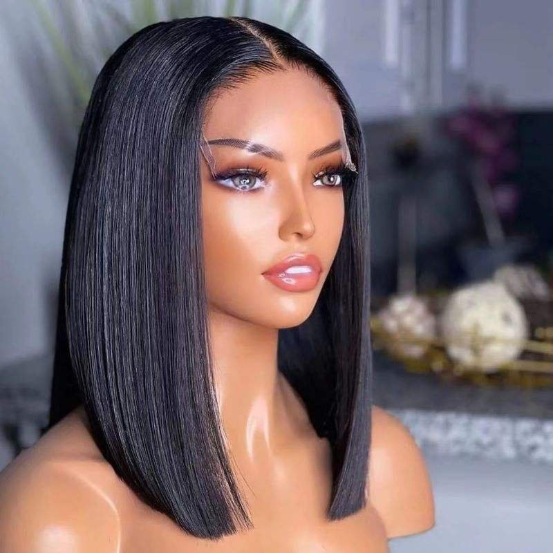 Cheap Short Bob Transparent Hd Lace Human Hair Wig 8-14inch Mink Brazilian Hair Wig 4x4 Closure Short Bob Wigs For Black Women