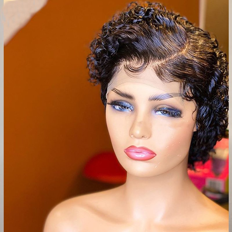 Pixie Cut Wigs Short Curly Human Hair Wigs for Black Woman Pre Plucked Brazilian Virgin Hair Lace Front Wigs with Baby Hair