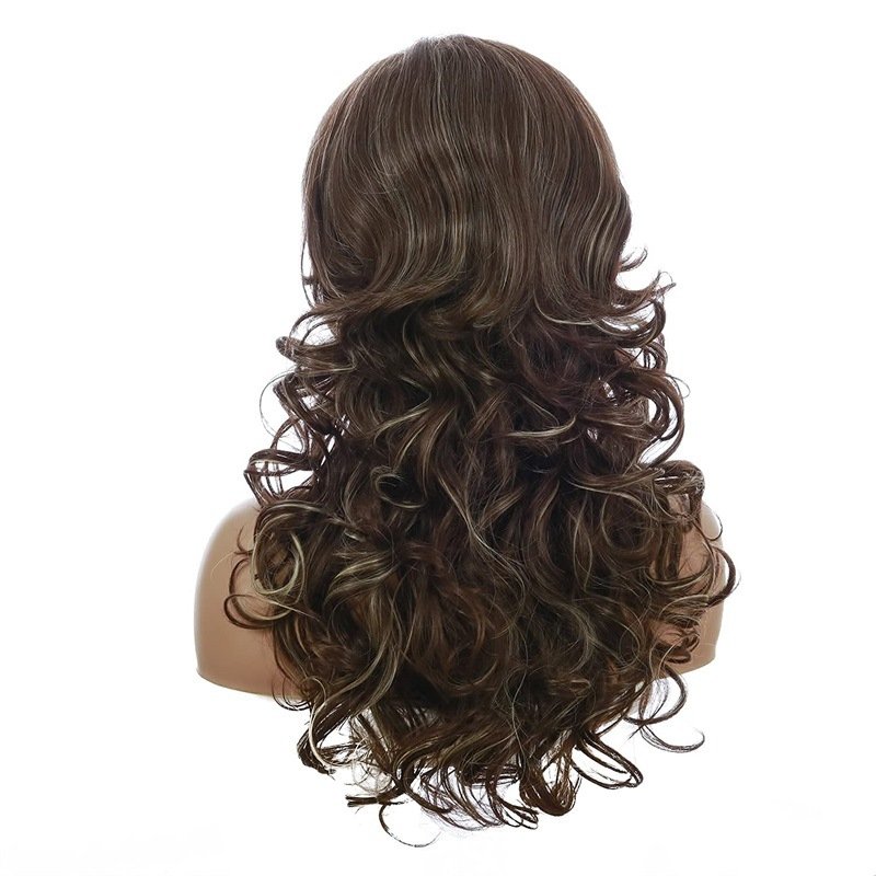 Gentlewomanly Style Human Hair Wigs With Bangs Long Curly Fake Hair For Women Hair Extension