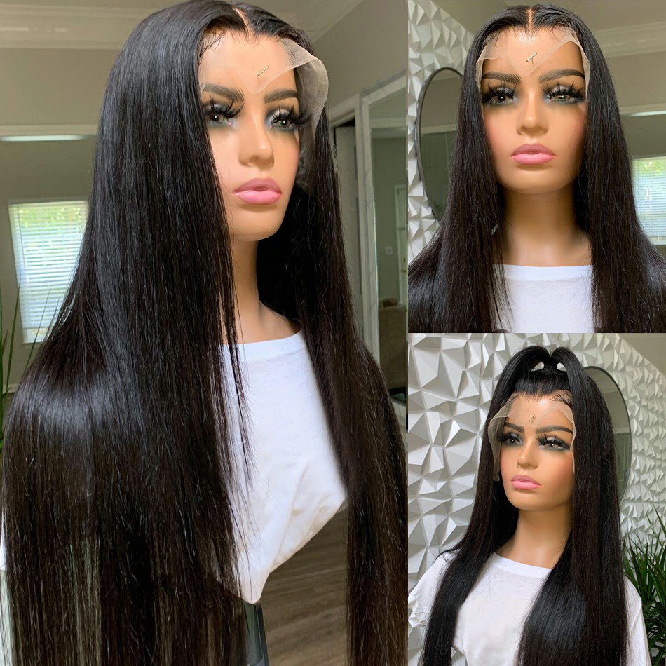 Cheap HD Lace Frontal Wigs Raw Brazilian Human Hair Swiss Lace Front Wigs Bone Straight Virgin Human Hair Wigs For Black Women