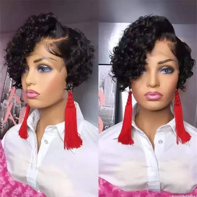 Cheap Perruque 13x4 T Lace Frontal Pixie Cut Curly Wig,Bleached Knots Short Brazilian Wig,Hd Lace Human Hair Wig For Black Women