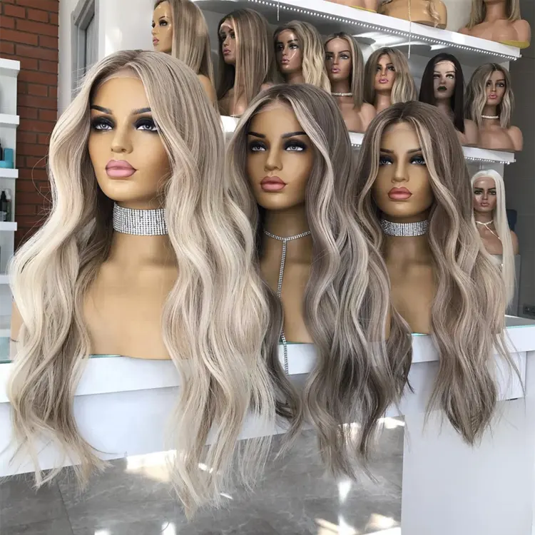 100% Raw European Human Hair Ash Blonde Highlight Color Wave Texture Cuticle Aligned Full Lace Braided Wigs