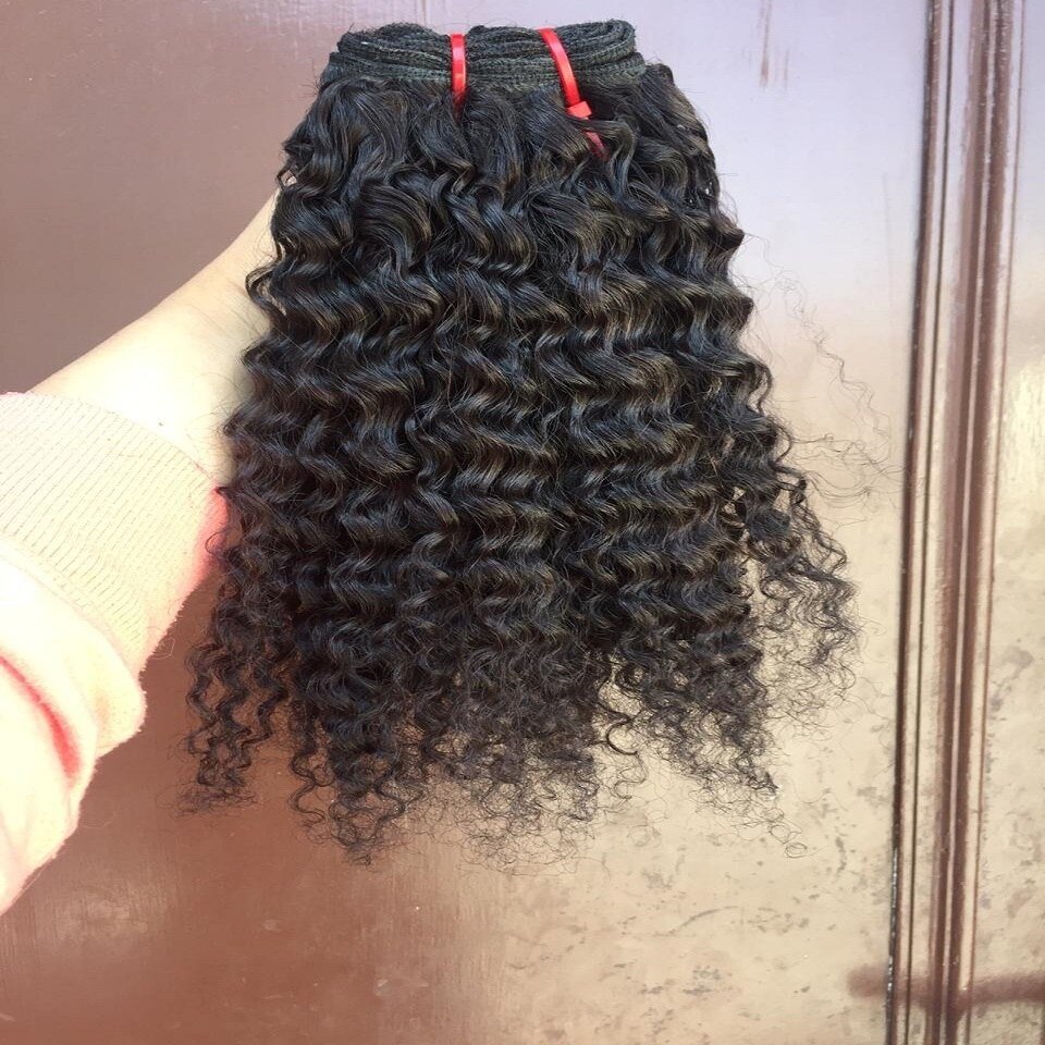 100% Indian remy virgin unprocessed natural curly human hair soft natural shine long term wear human hair extension and weave