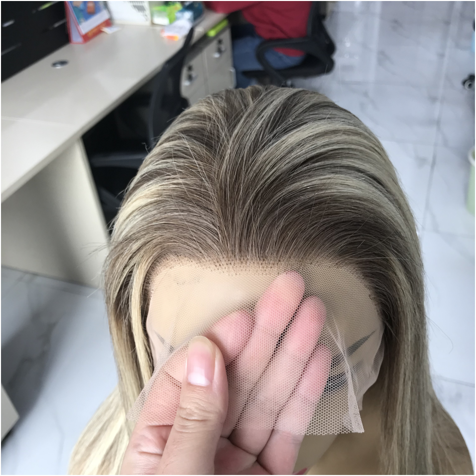 Premium European Human Hair Full Lace Top Wig Golden Blonde Color Straight HD Lace Front Wig For Women