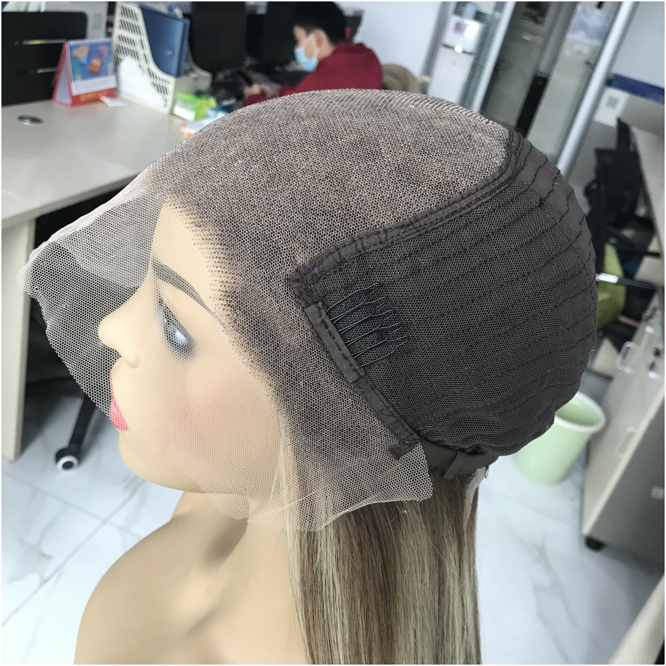 Premium European Human Hair Full Lace Top Wig Golden Blonde Color Straight HD Lace Front Wig For Women