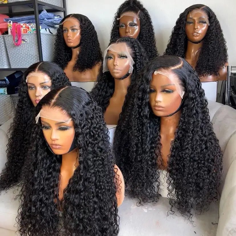 8-30 Inch Mongolian Afro Kinky Curly Human Hair Lace Front Wigs Virgin Hair Transparent HD Full Lace Frontal Wig With Baby Hair