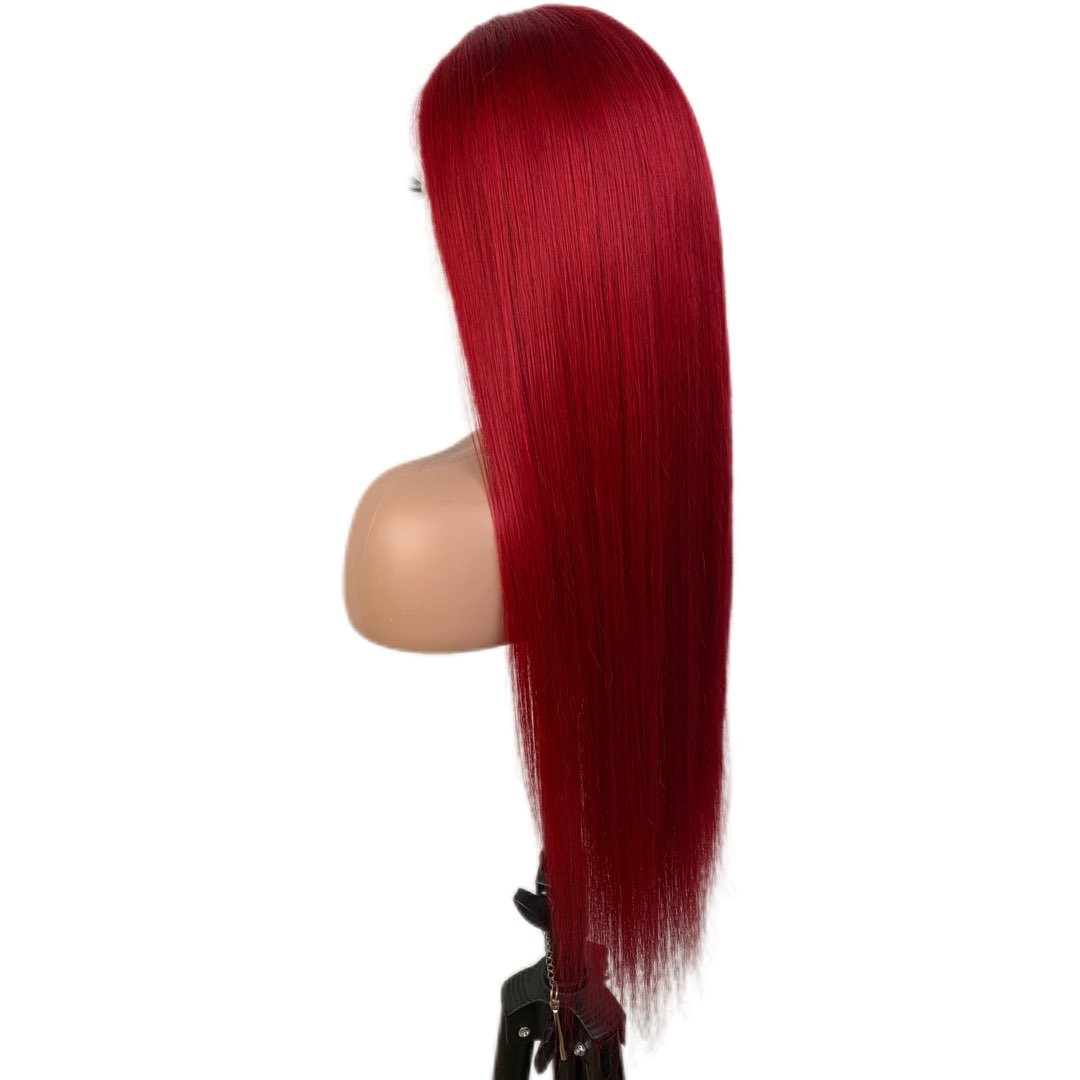 Wholesale 5x5 glueless wear and go wig raw brazilian virgin human hair wigs 99J 180% density straight lace closure wigs