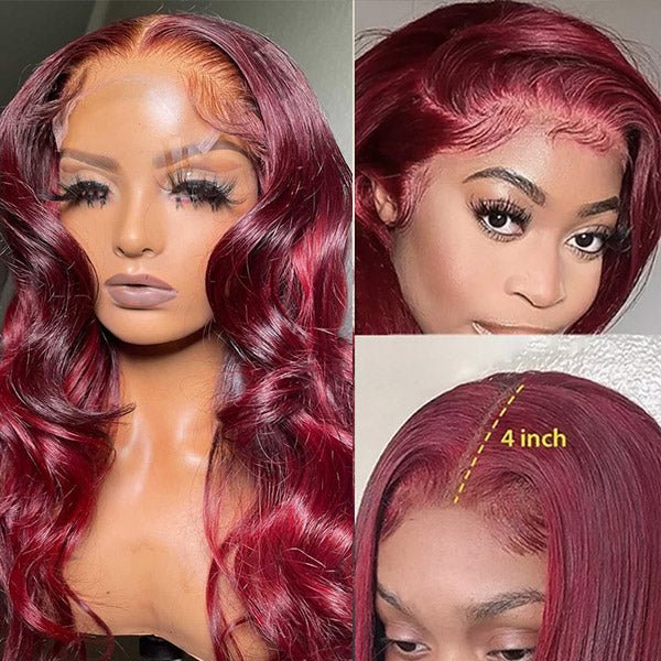In Stock 13x4 Burgundy 99J Body Wave Lace Front Human Hair Wigs for Black Women Full Hd Frontal Wig Human Hair Wigs