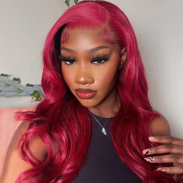 In Stock 13x4 Burgundy 99J Body Wave Lace Front Human Hair Wigs for Black Women Full Hd Frontal Wig Human Hair Wigs