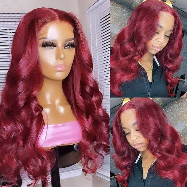In Stock 13x4 Burgundy 99J Body Wave Lace Front Human Hair Wigs for Black Women Full Hd Frontal Wig Human Hair Wigs