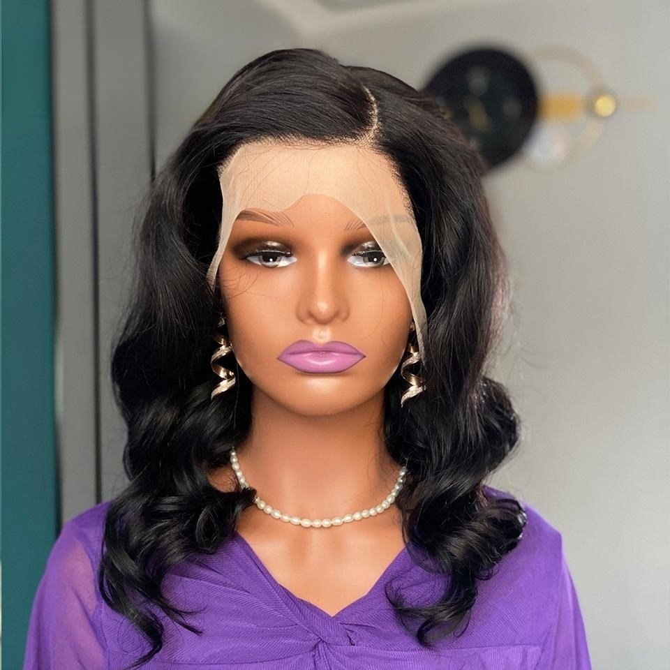 13x4 Side Part Loose Wave Lace Front Human Hair Wigs Pre Plucked Short Curls Wavy Wigs for Black Women