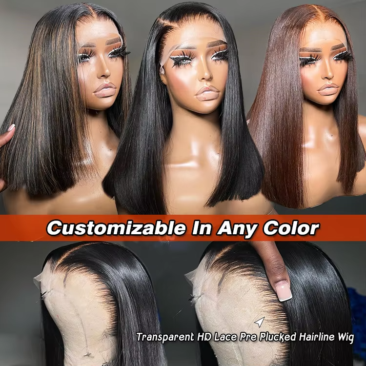 Wholesale13x4 Short Double Drawn Vietnamese Raw Hair Lace Front Wigs Vietnam Human Hair Bone Straight Bob Wigs for Black Women