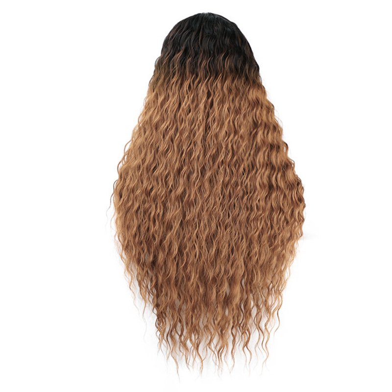 26" Synthetic Small Lace Front Wig Brown Long Wavy Mixed Black Lace Fashion Part Hair Wig for Women
