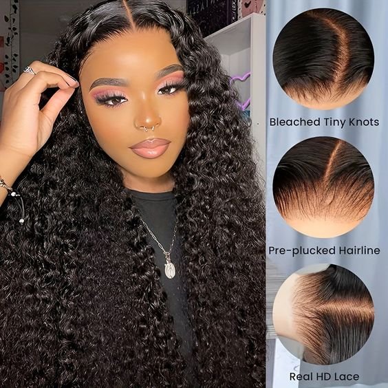 Afro kinky Curly Brazilian Human Hair Swiss HD Film African American Lace Frontal Wigs For Black Women