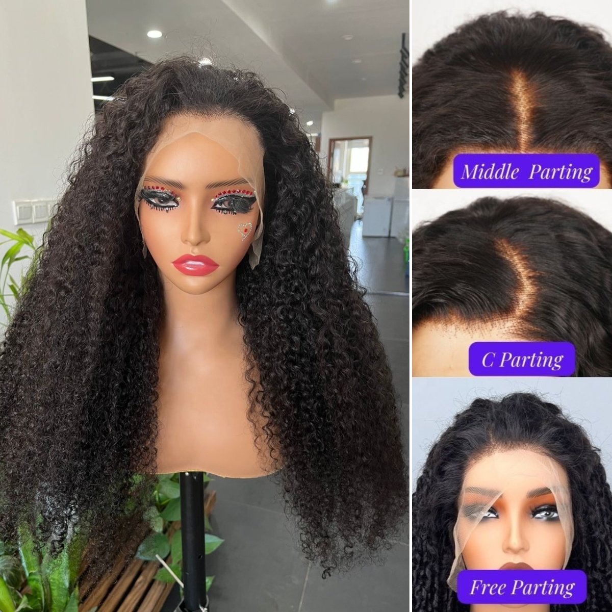 Afro kinky Curly Brazilian Human Hair Swiss HD Film African American Lace Frontal Wigs For Black Women