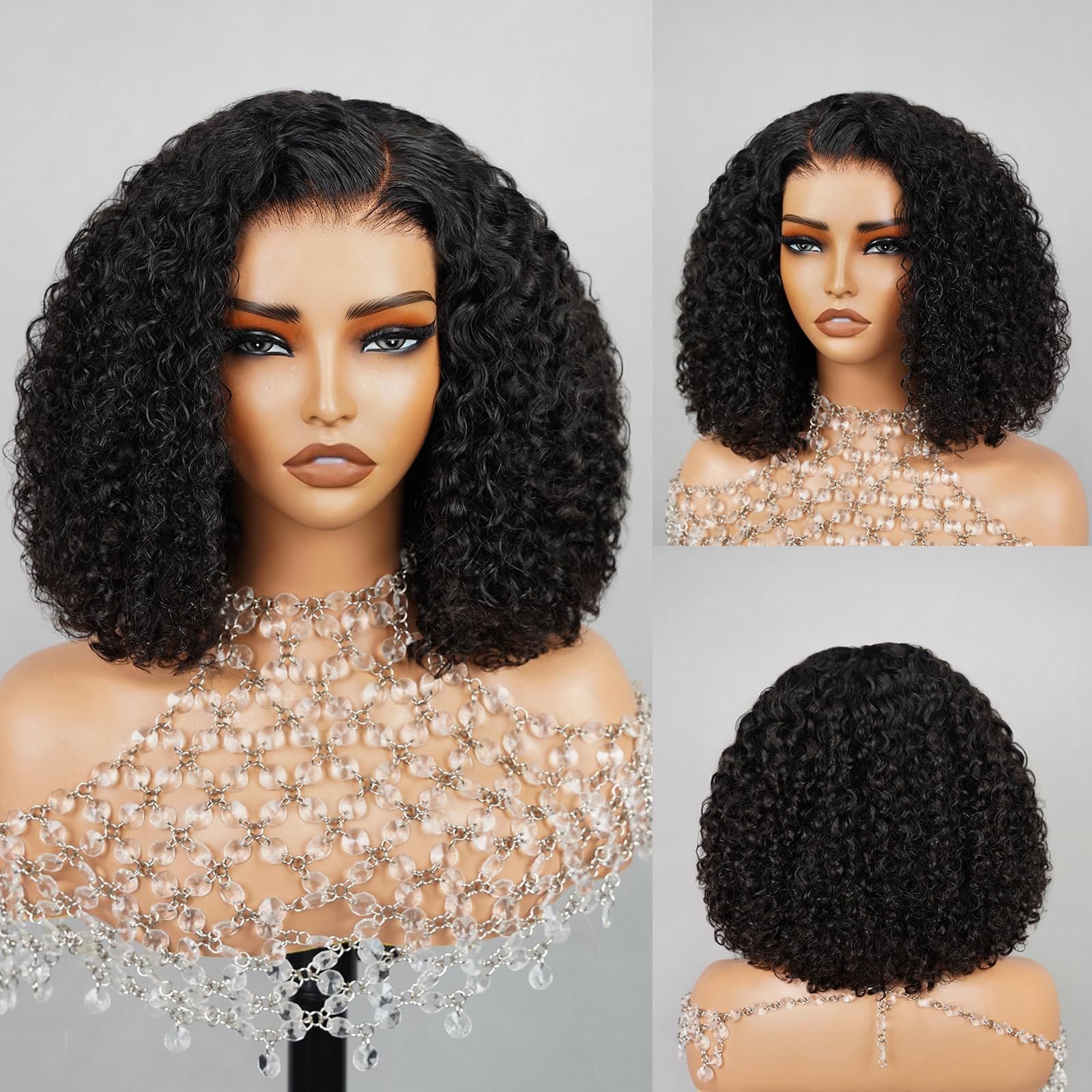 Kinky Curly Perruque Human hair Pre Plucked Lace Curly Bob Wig Bleached Knots Vietnamese Human Hair HD Lace Front Glueless Wig