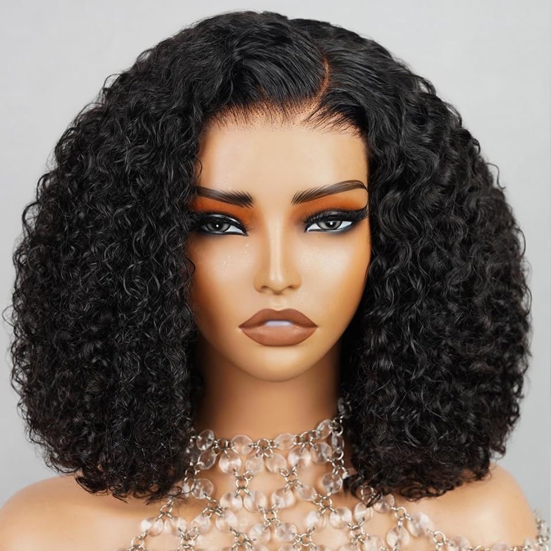 Kinky Curly Perruque Human hair Pre Plucked Lace Curly Bob Wig Bleached Knots Vietnamese Human Hair HD Lace Front Glueless Wig