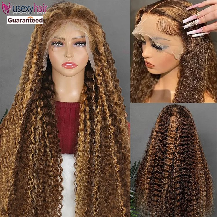 Remy Glueless Full Frontal Wig Ombre Human Hair Wig Pre-Plucked Cuticle Aligned Brazilian HD Front Wigs Straight Afro Available